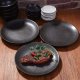 Black Plates Set, Ceramic Dinner Plates, 8 Inch  Ceramic Plates Set of 4