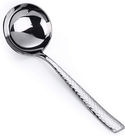 Sauce ladle，7.5 inch Hammered 18/10 1 oz Stainless Steel Small Gravy Soup Serving Ladle for Cooking or Serving Soup Spoon，Dishwasher Safe