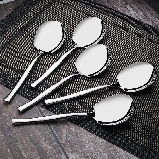 8 Pieces Stainless Steel Serving Spoon, Large Serving Tablespoons, Silver Buffet Serving Spoons Set
