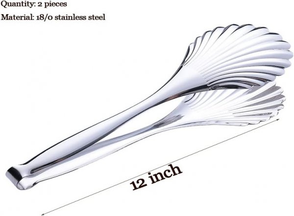 Buffet Salad Serving Tongs, 12 inch Catering Chef Food Salad BBQ Serving Utensils, Set of 2(stainless steel)